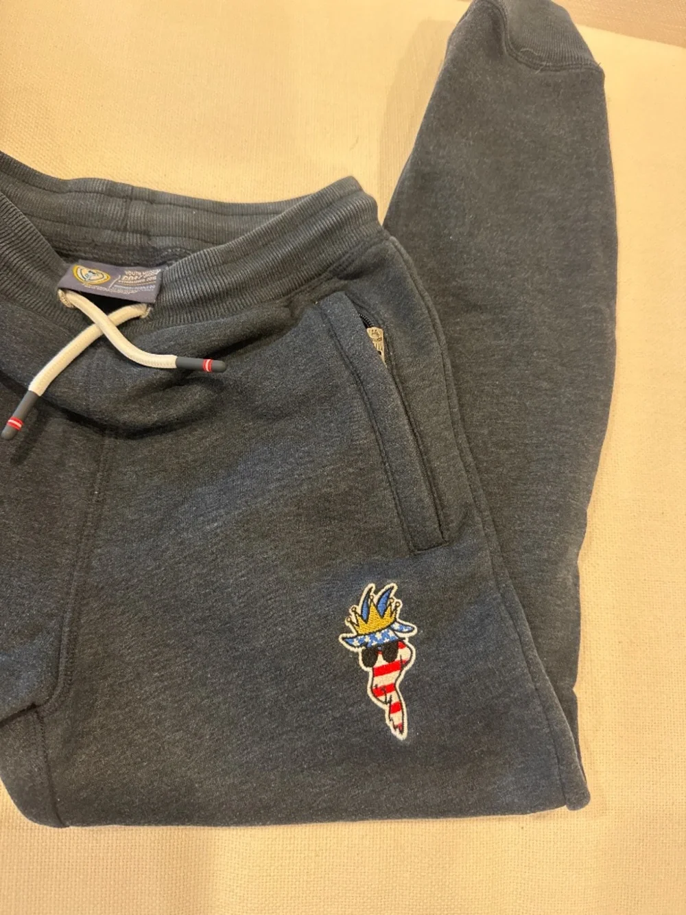 GOAT USA Youth Medium Navy Blue Fleece Jogger Sweatpants